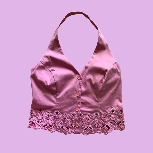 CHIC PINK HALTER CORSET - Picture 1 of 4